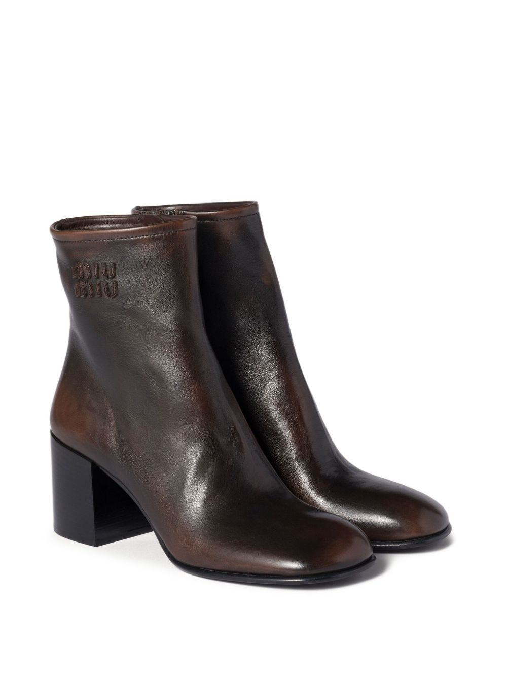 block-heel leather boots - 2