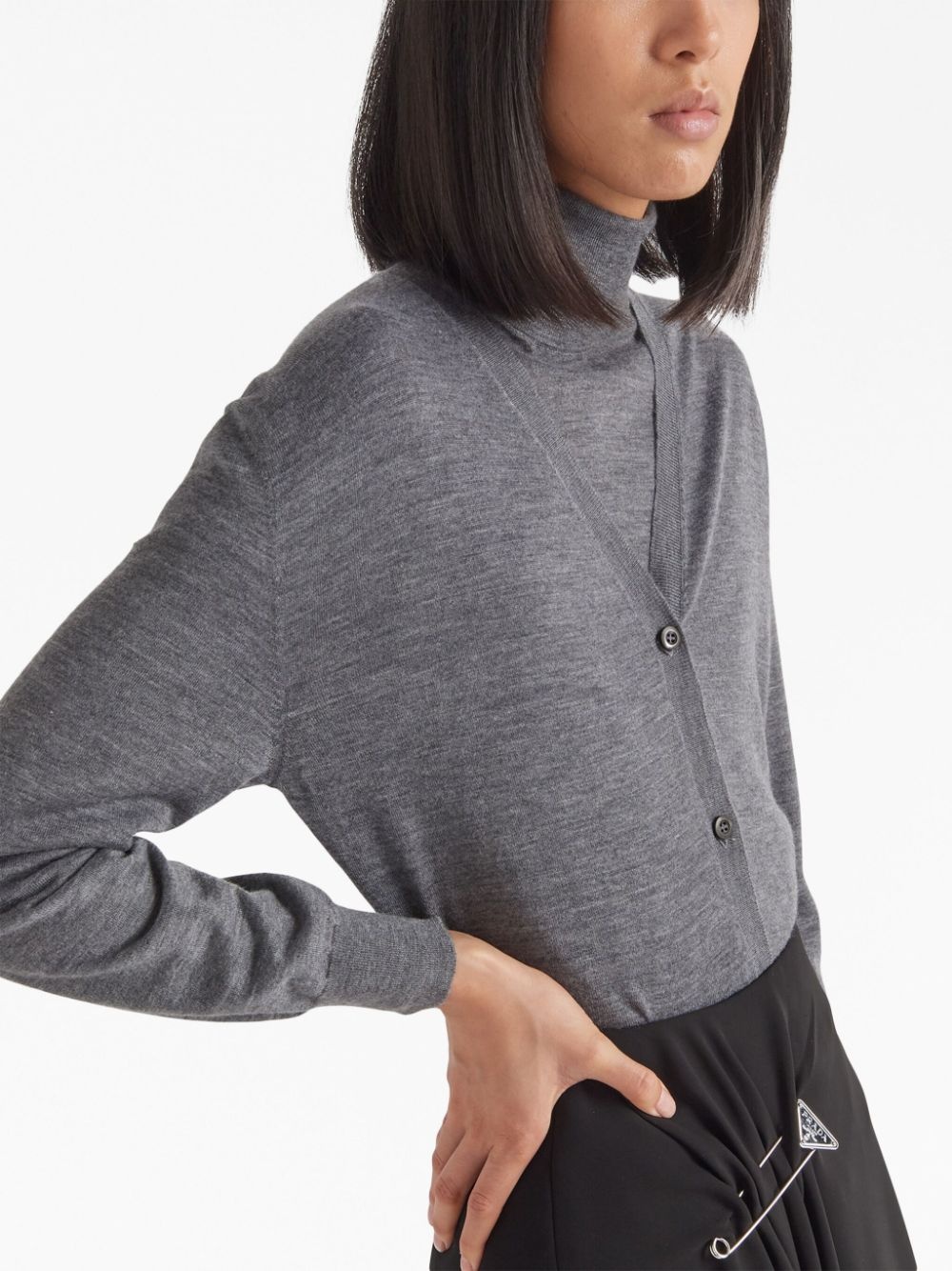 mélange cashmere cardigan - 3