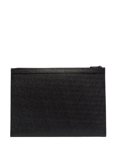 Thom Browne grosgrain-tab leather clutch bag outlook