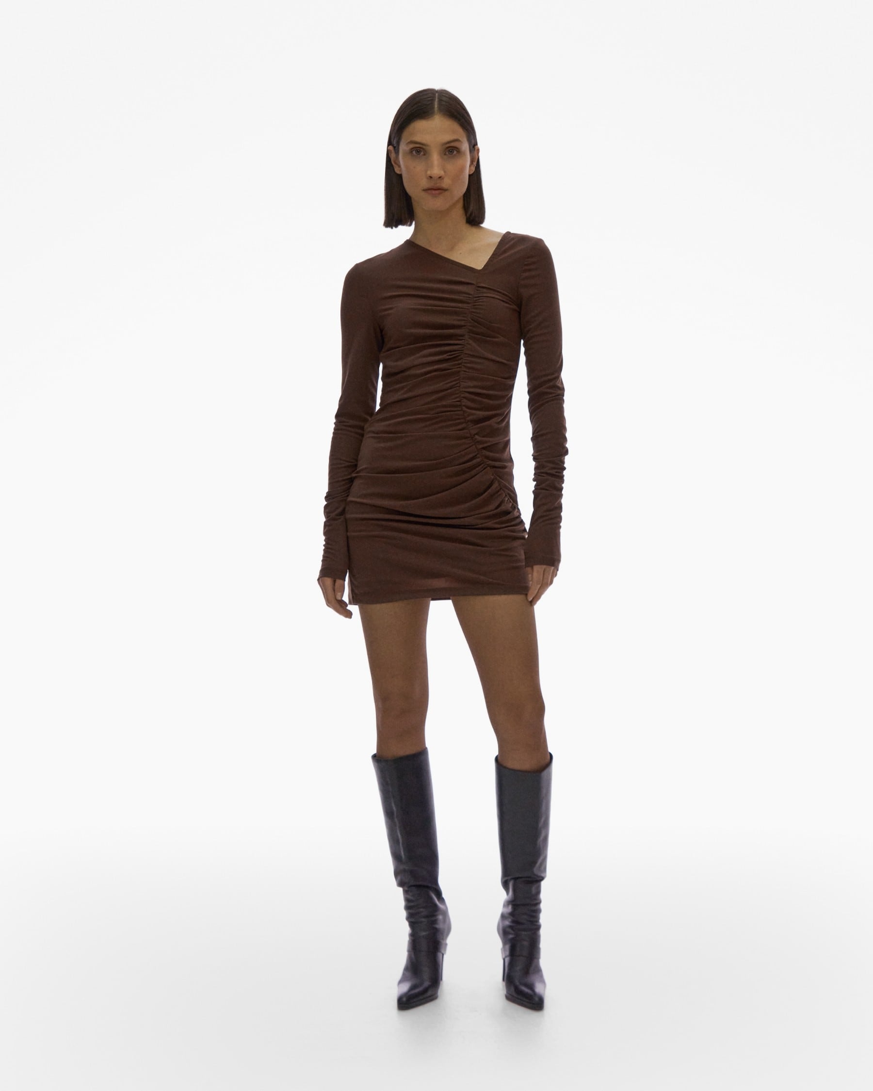 ASYMMETRIC LONG-SLEEVE DRESS - 3