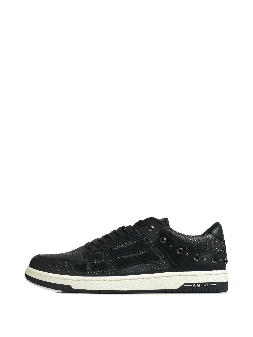 perforated studded lace-up sneakers - 3