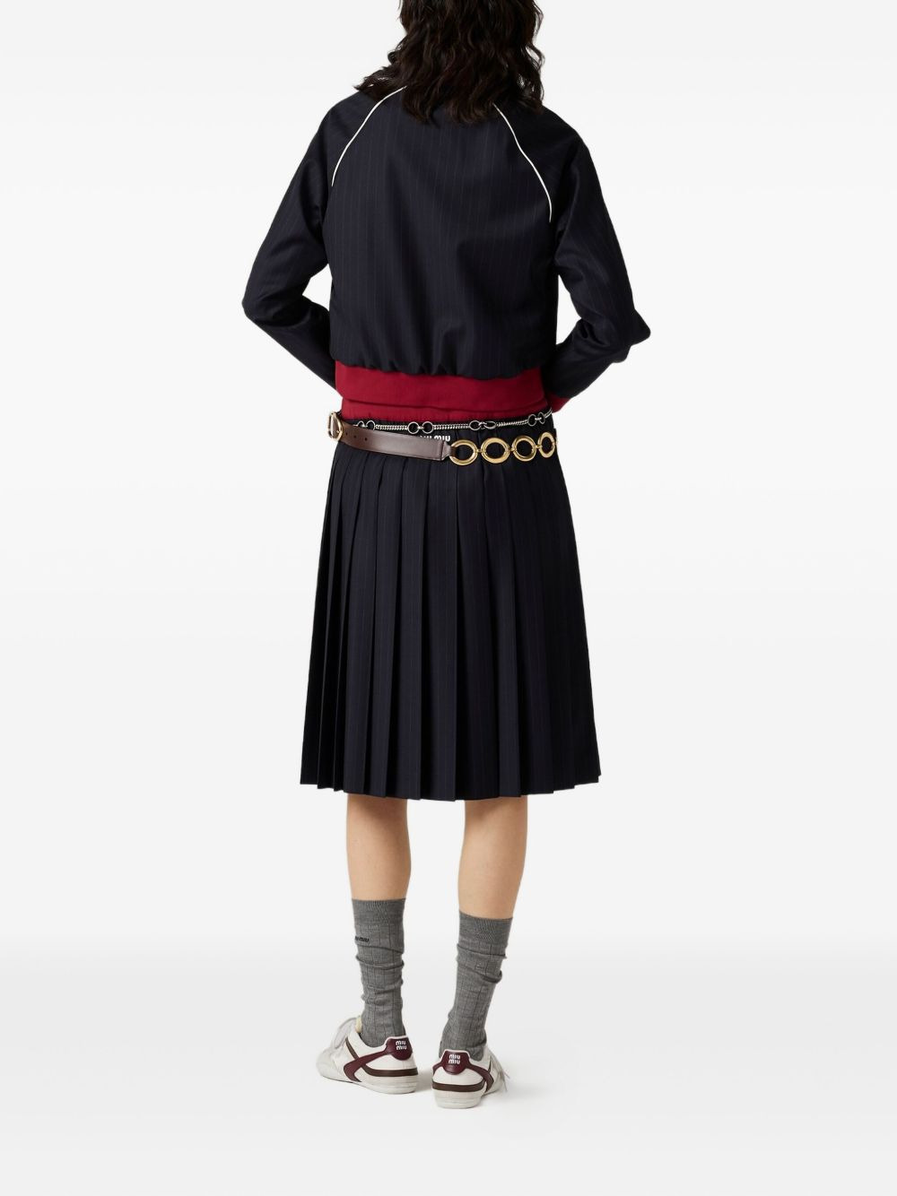 pinstripe pleated skirt - 3