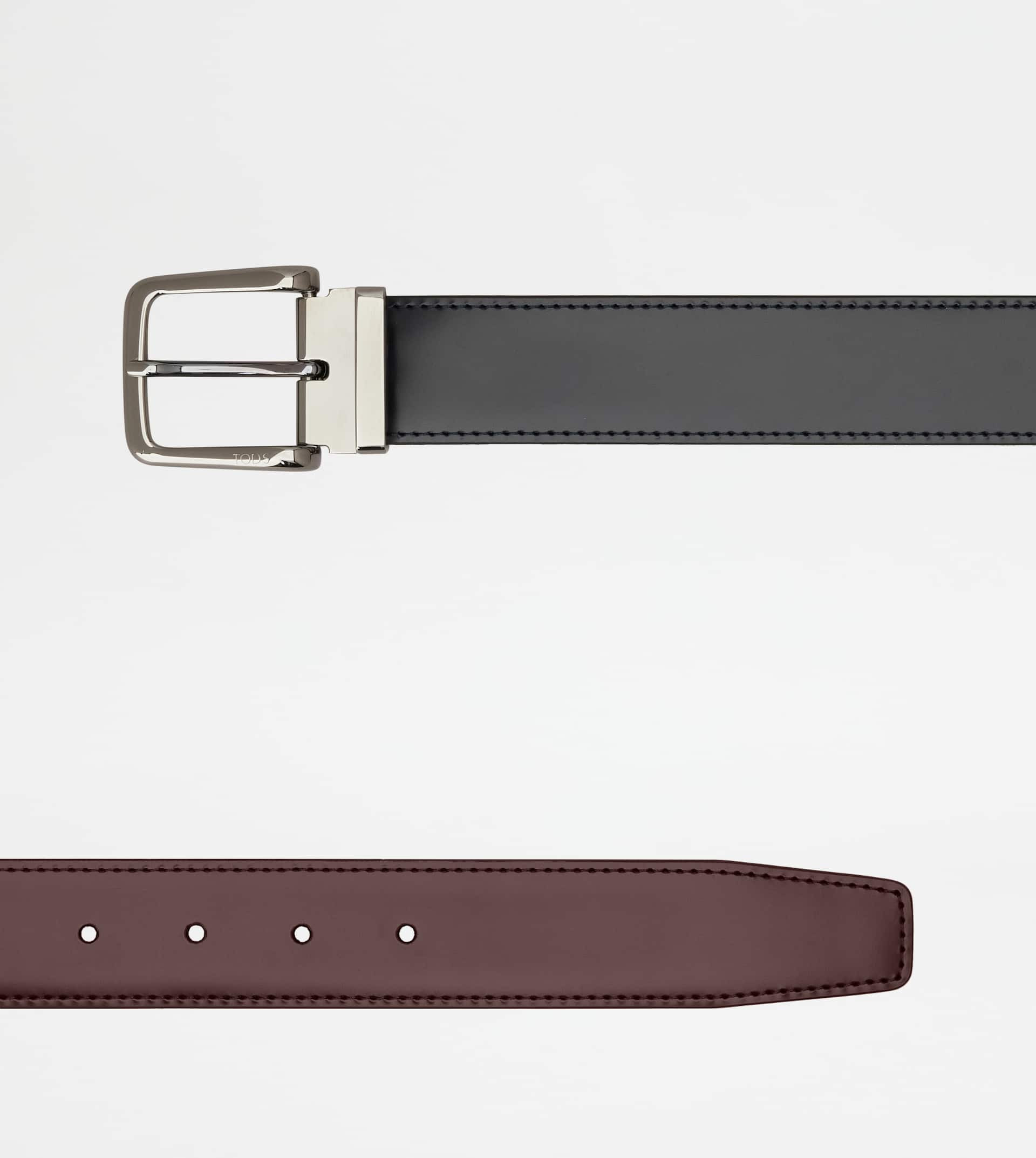 ADJUSTABLE AND REVERSIBLE BELT IN LEATHER - BLACK, BURGUNDY - 3