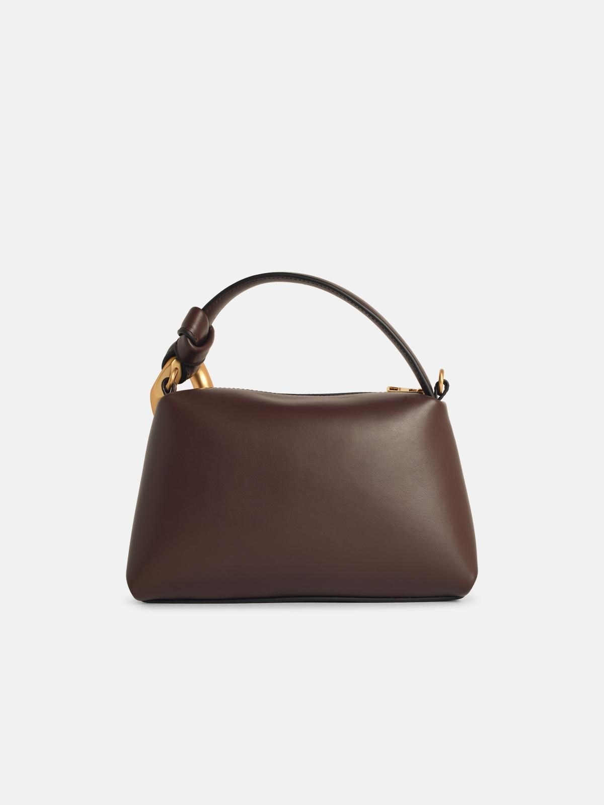 'CORNER' SMALL BROWN LEATHER BAG - 3