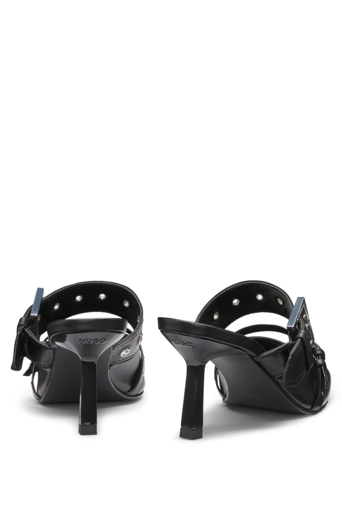 NAPPA-LEATHER MULES WITH TWIN BUCKLED STRAPS - 4