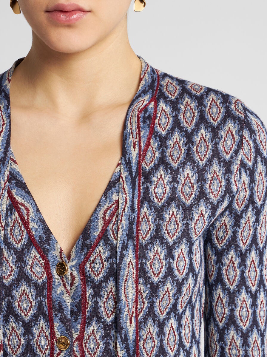 JACQUARD CARDIGAN WITH BOW - 4