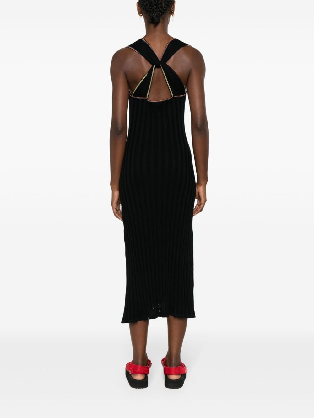 stripe-trim ribbed maxi dress - 4