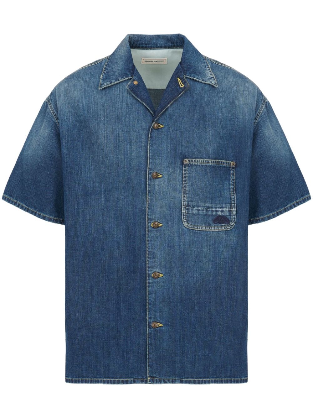 short-sleeve denim shirt - 1