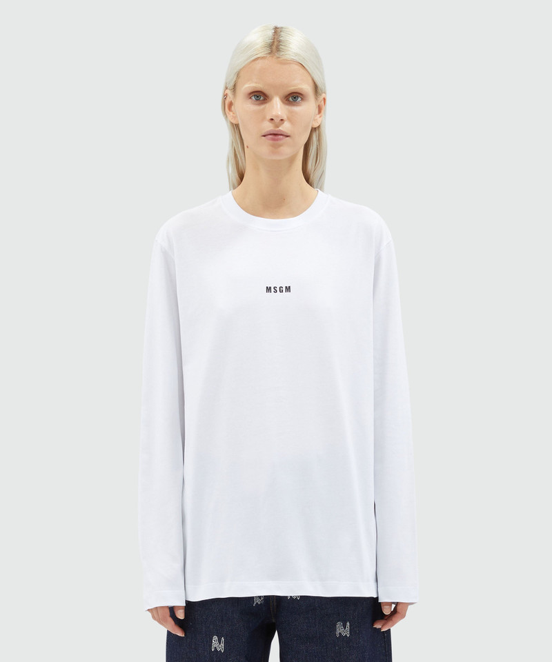 MSGM White jersey T-shirt with micro logo outlook