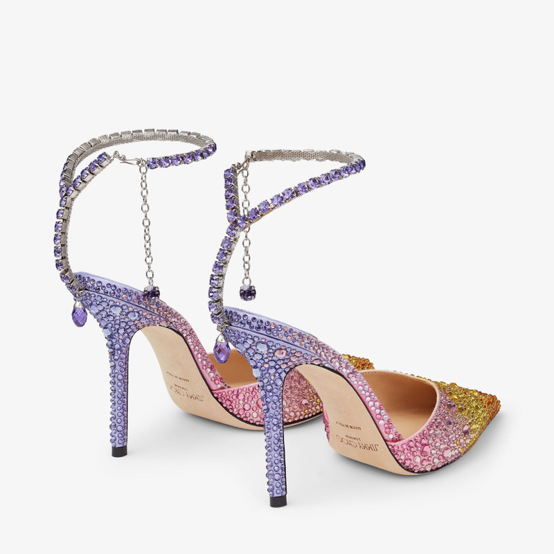 JIMMY CHOO Saeda 100
Sunset Mix Satin Crystal Pumps outlook