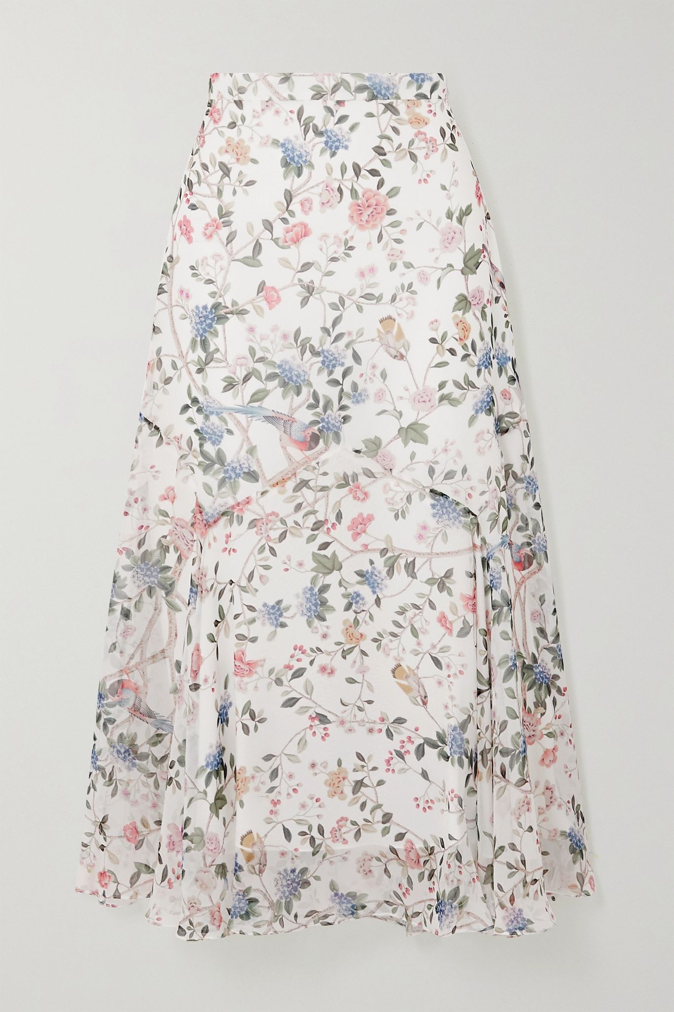 Shea printed silk-voile midi skirt  - 1