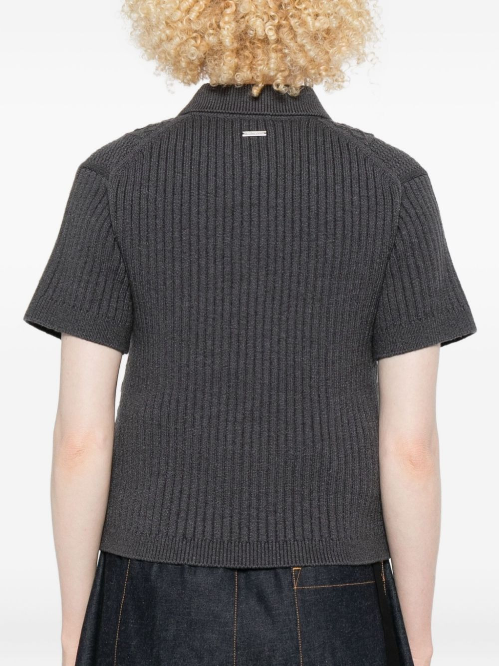cable-knit polo-neck polo top - 4