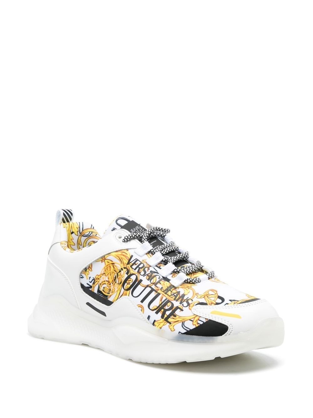 baroque pattern-print lace-up sneakers - 2