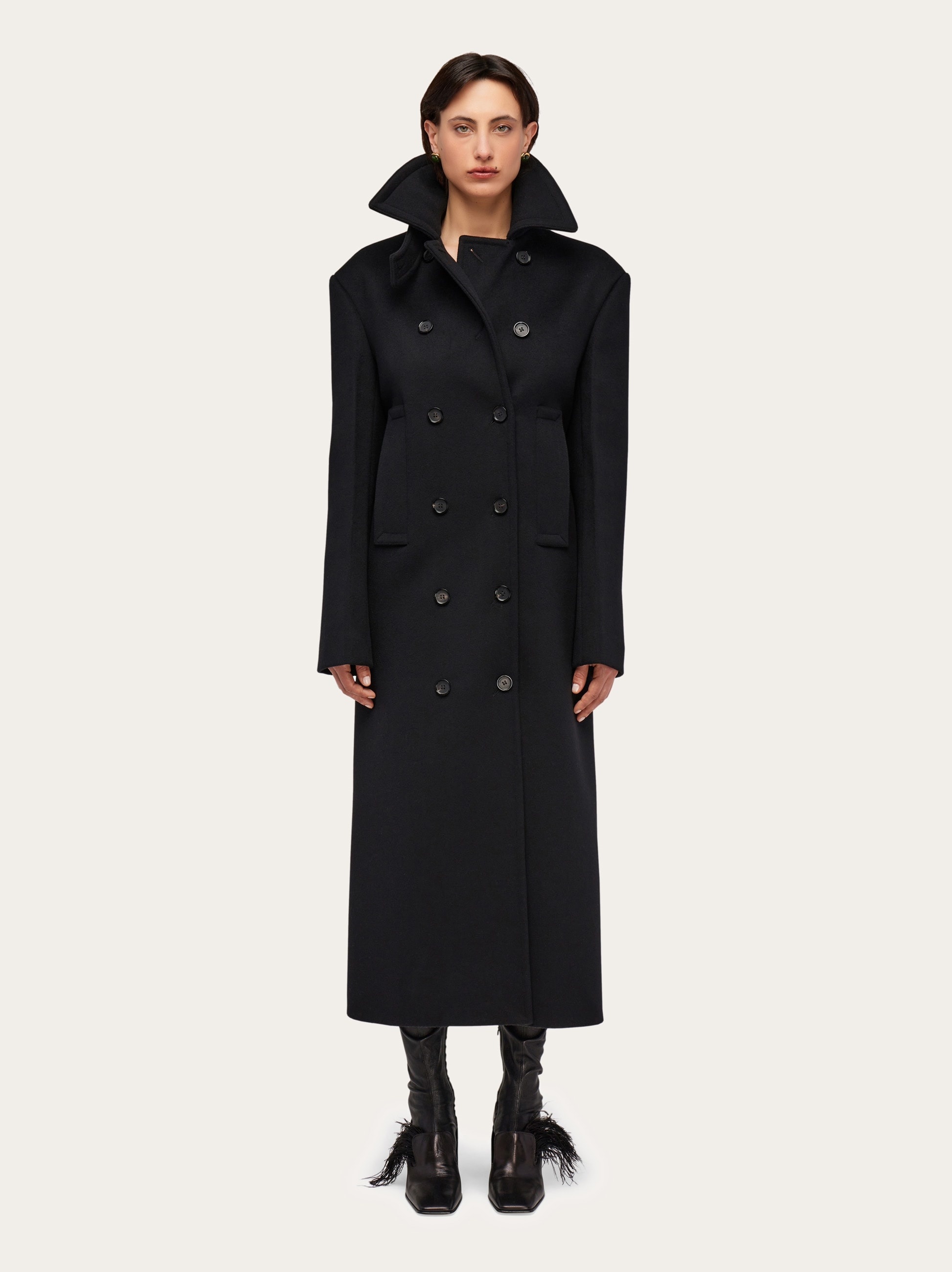 Cashmere blend double breasted coat - 8