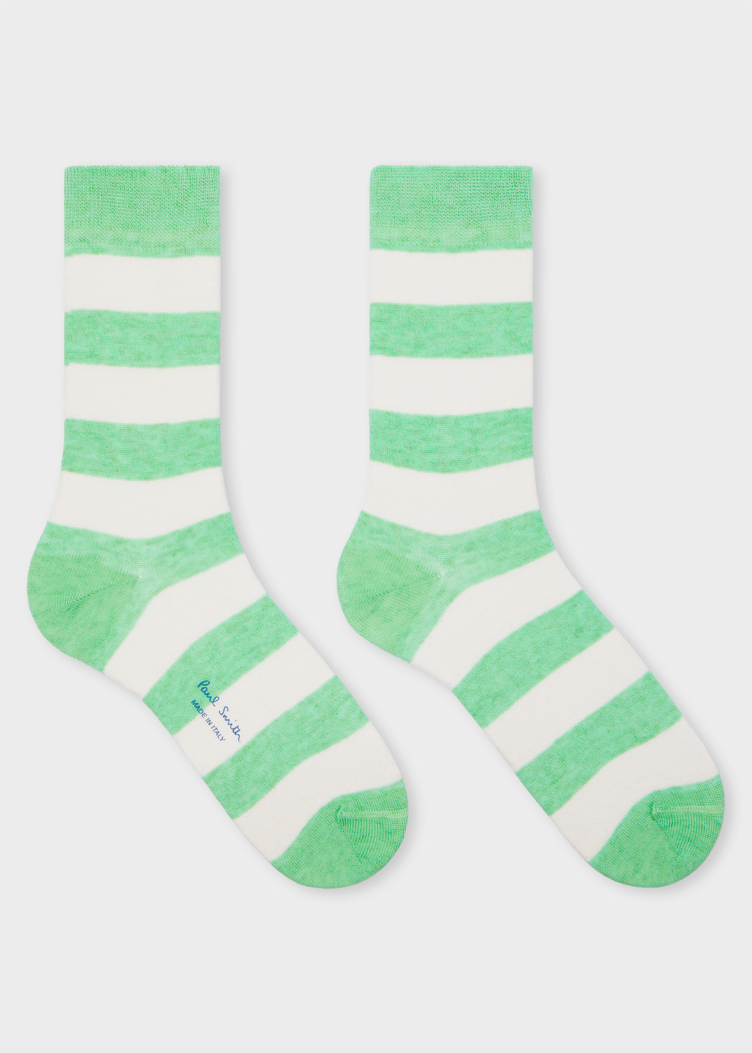 Women's Green and White Stripe Socks - 2