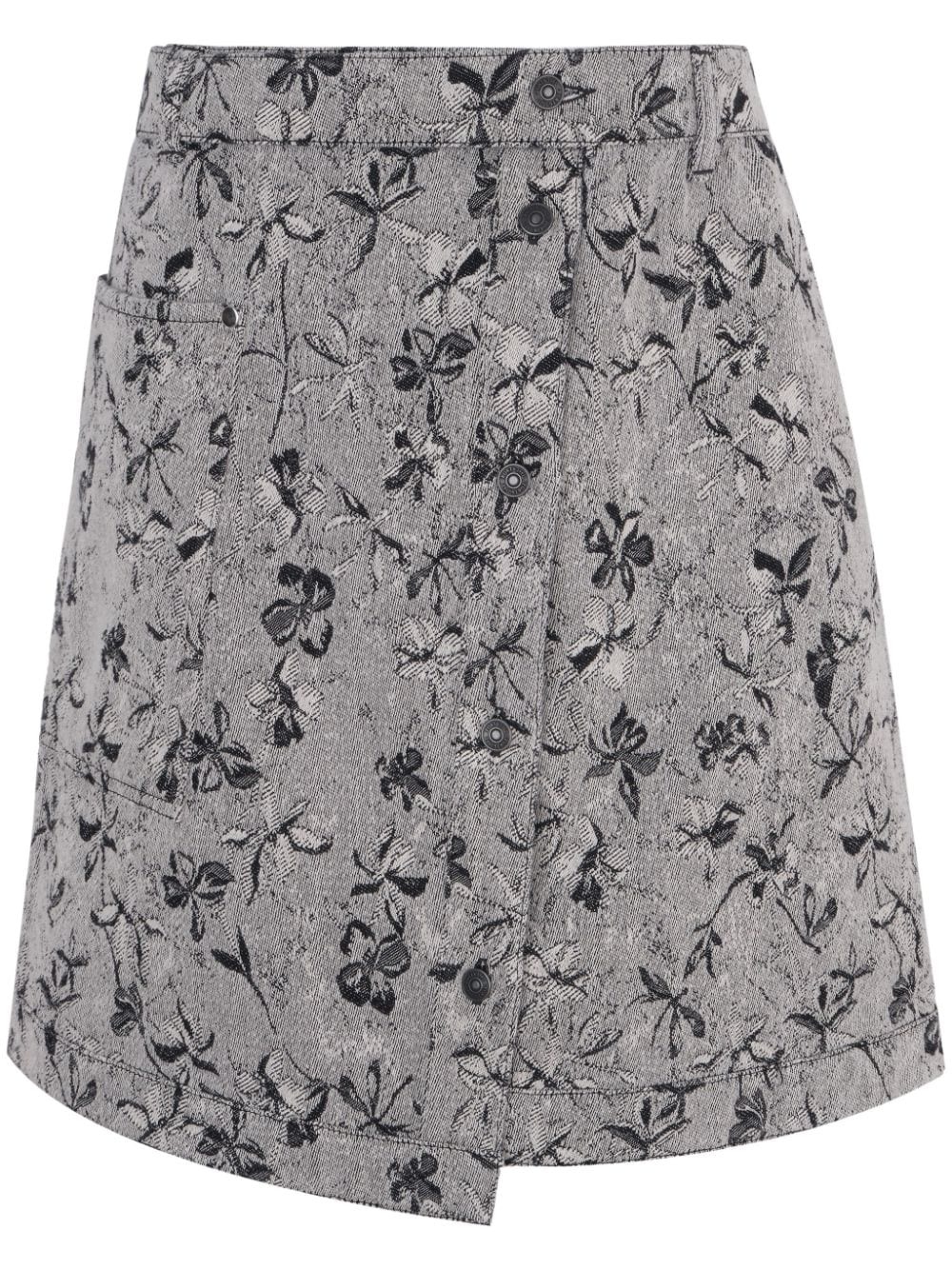 floral-jacquard denim skirt - 1