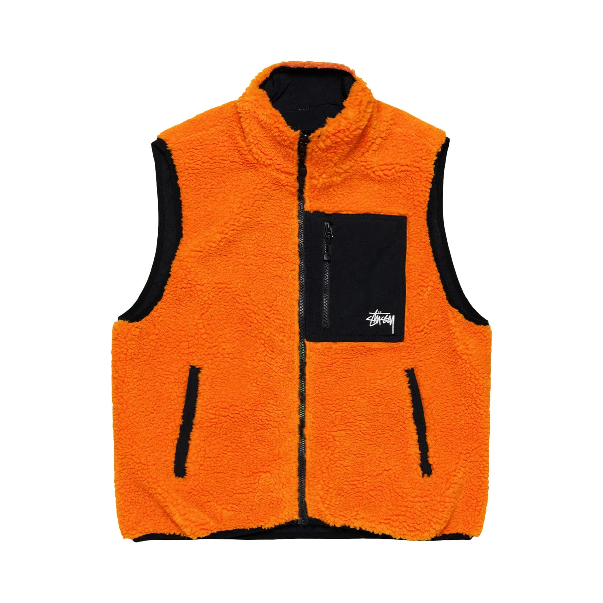 Stussy Sherpa Reversible Vest 'Tangerine' - 1