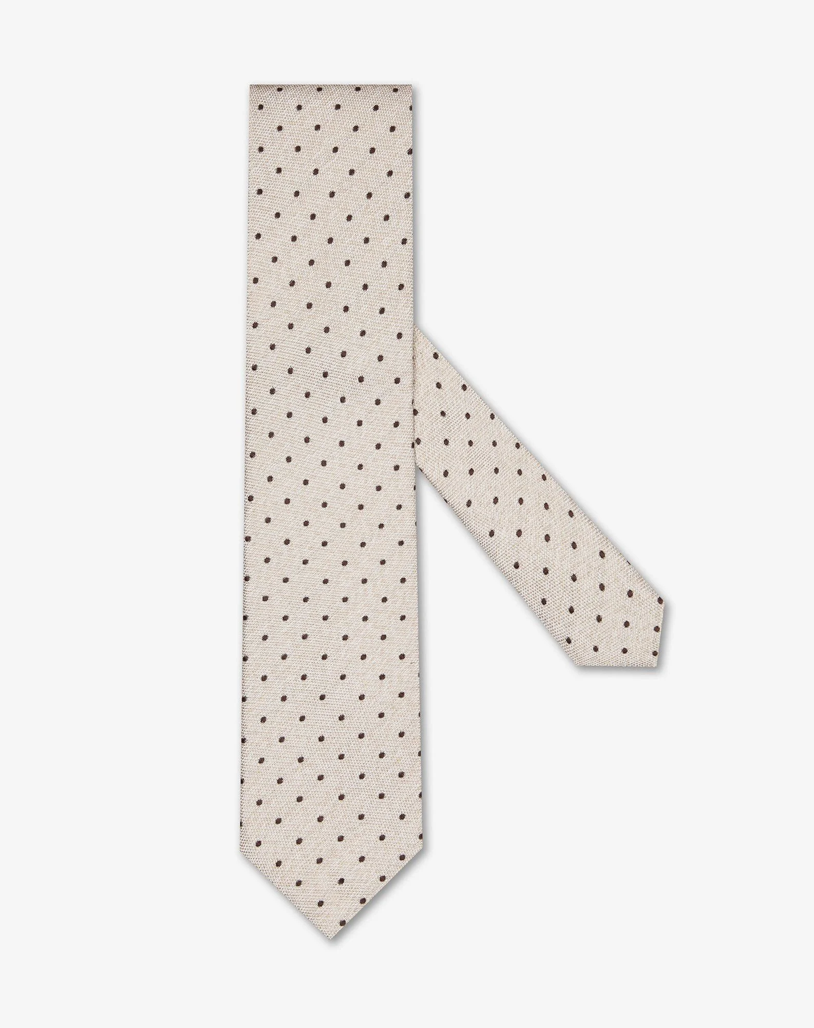Beige pure silk tie with micro pattern - 1