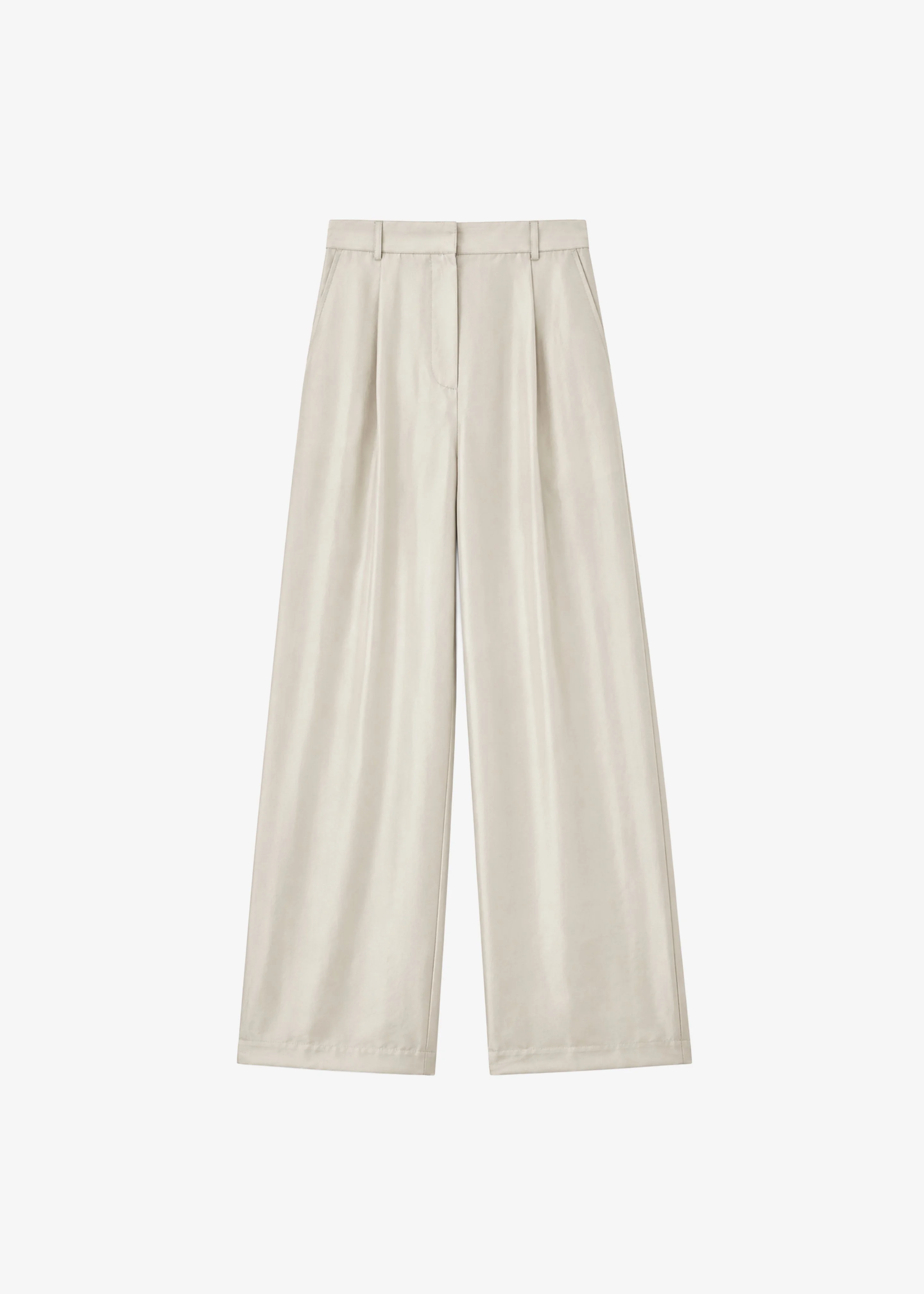 Aduna Satin Pleated Trousers - Light Beige - 1