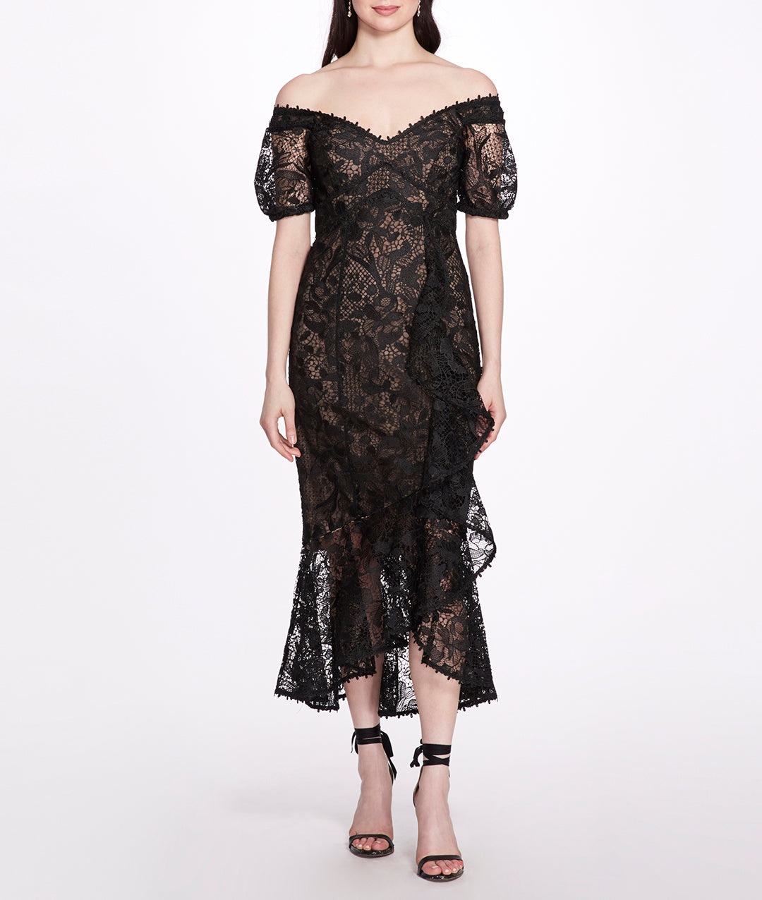 OFF THE SHOULDER GUIPURE DRESS - 1