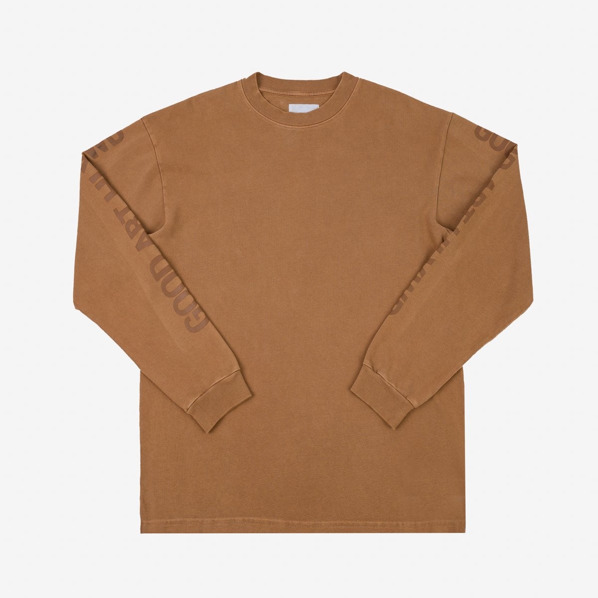 GA-LS-BRN GOOD ART HLYWD Heavyweight Long Sleeve Crew Neck T-Shirt - Golden Brown - 1