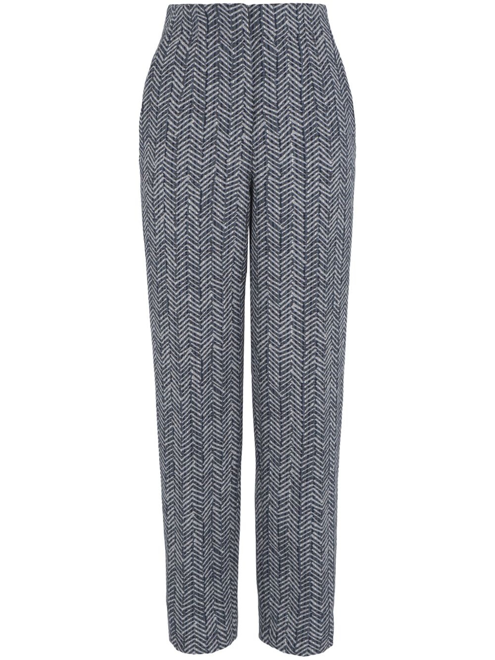 high-waisted chevron trousers - 1