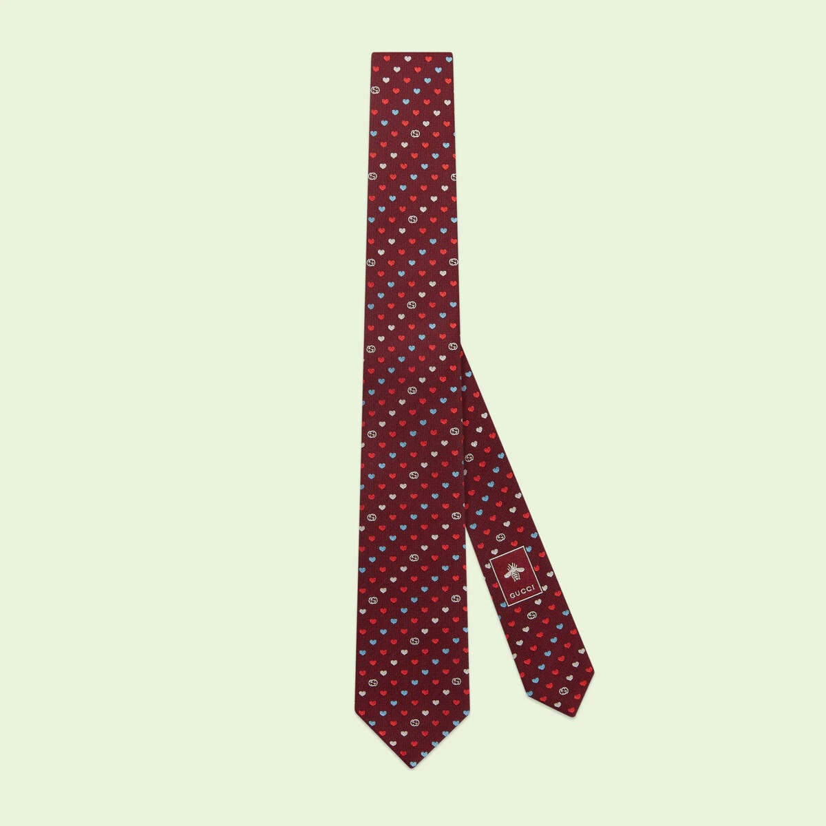 Interlocking G and hearts silk jacquard tie - 1