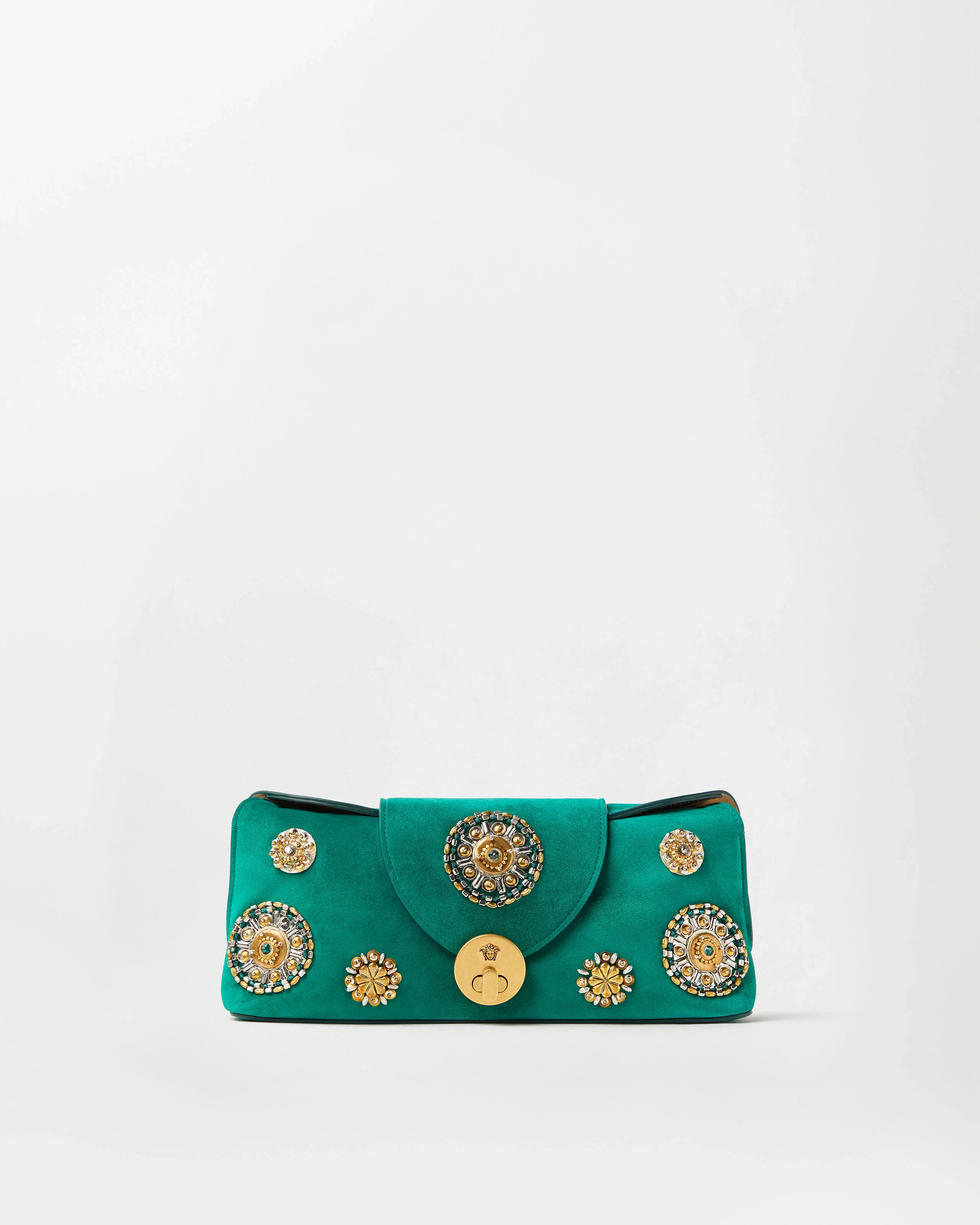 Vivian Embroidered Suede Clutch - 1