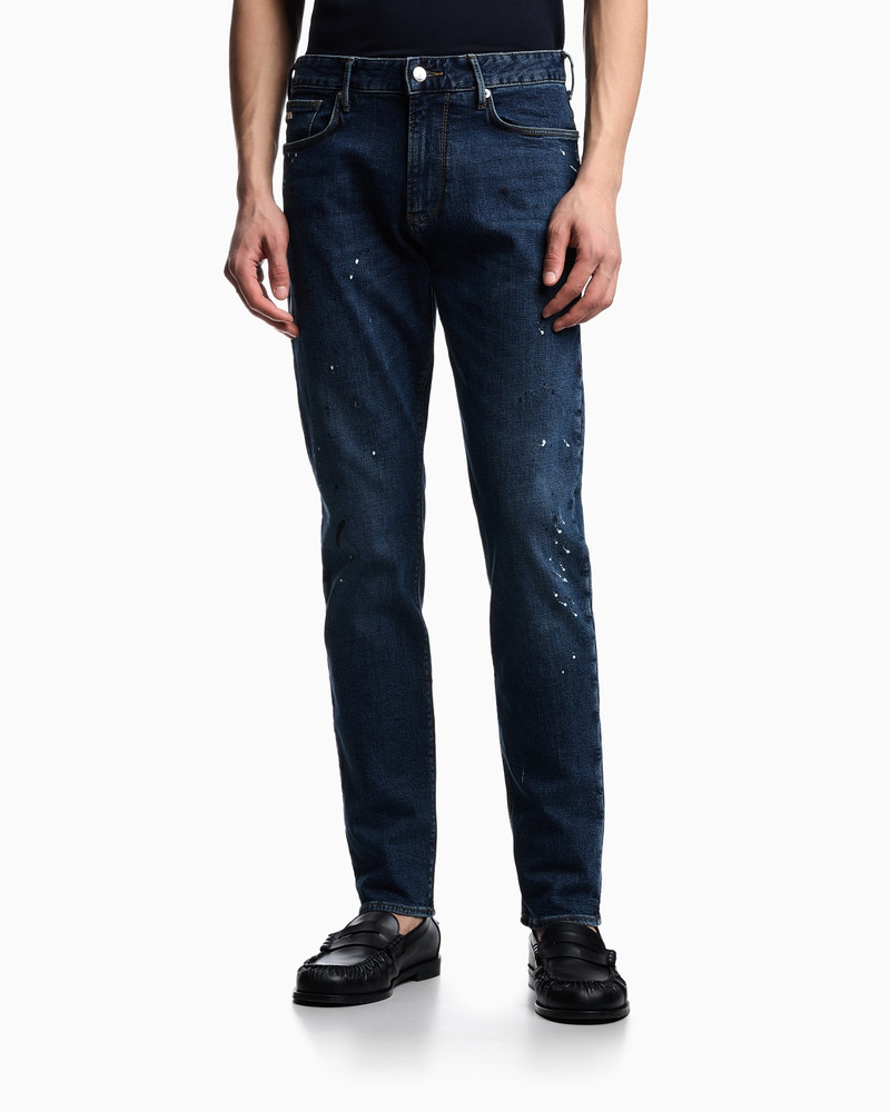 EMPORIO ARMANI J06 SLIM-FIT DENIM JEANS WITH VINYL SPOTS outlook