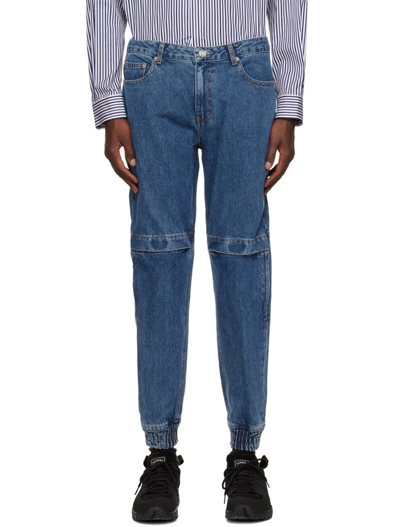 knee-detail elasticated-ankle jeans - 1