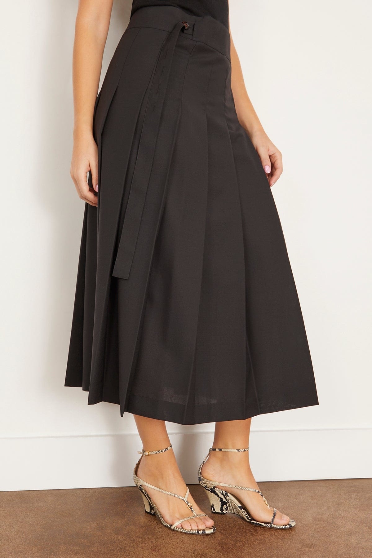 Plisse Wrap Skirt in Black - 3