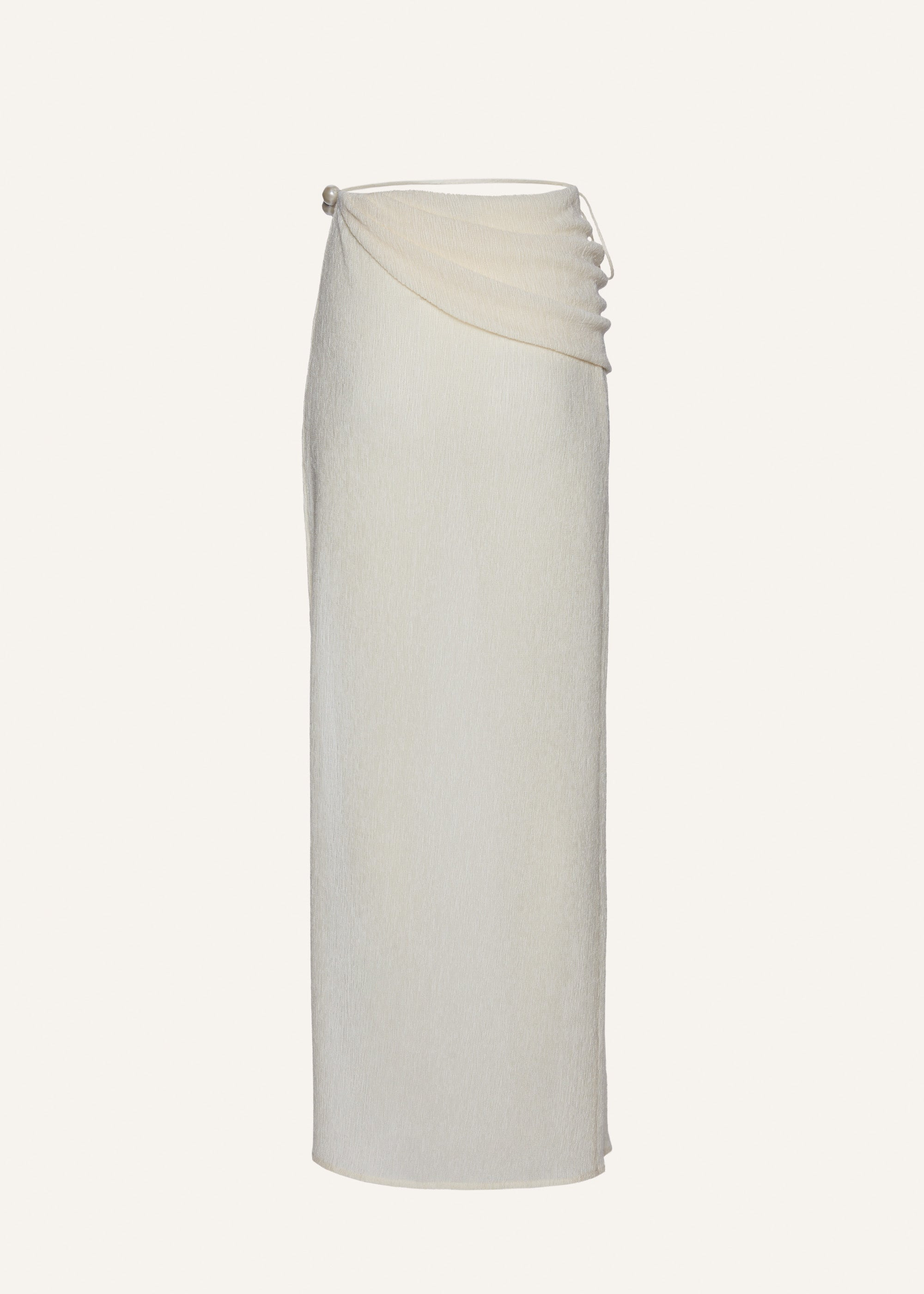 Asymmetrical pearl maxi skirt in cream - 2