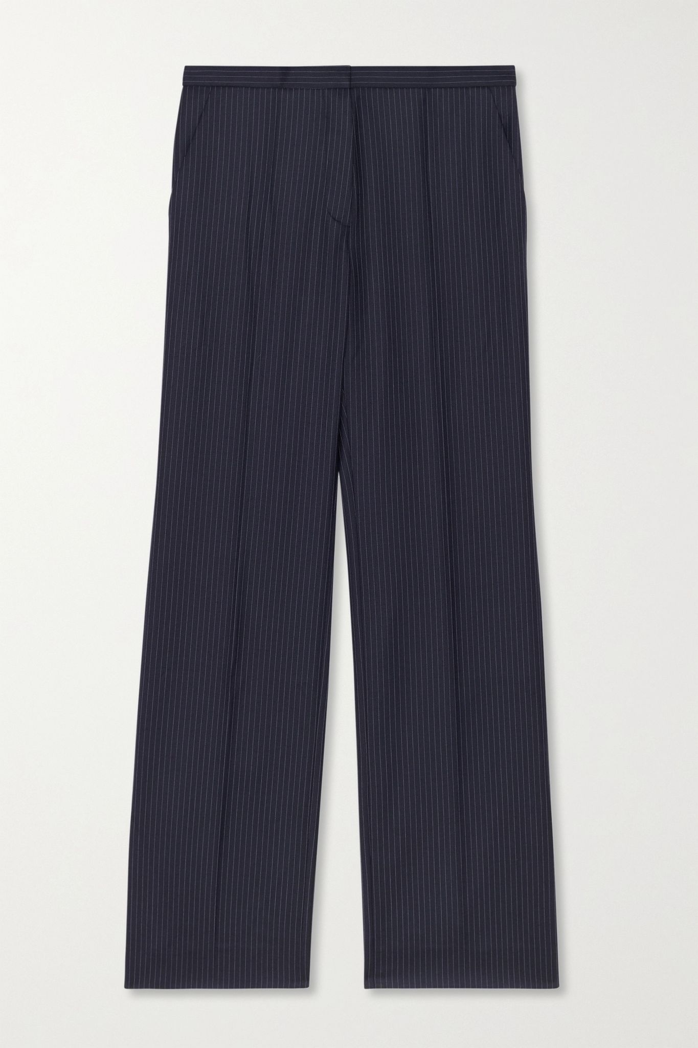 Cropped pinstriped wool straight-leg pants - 1