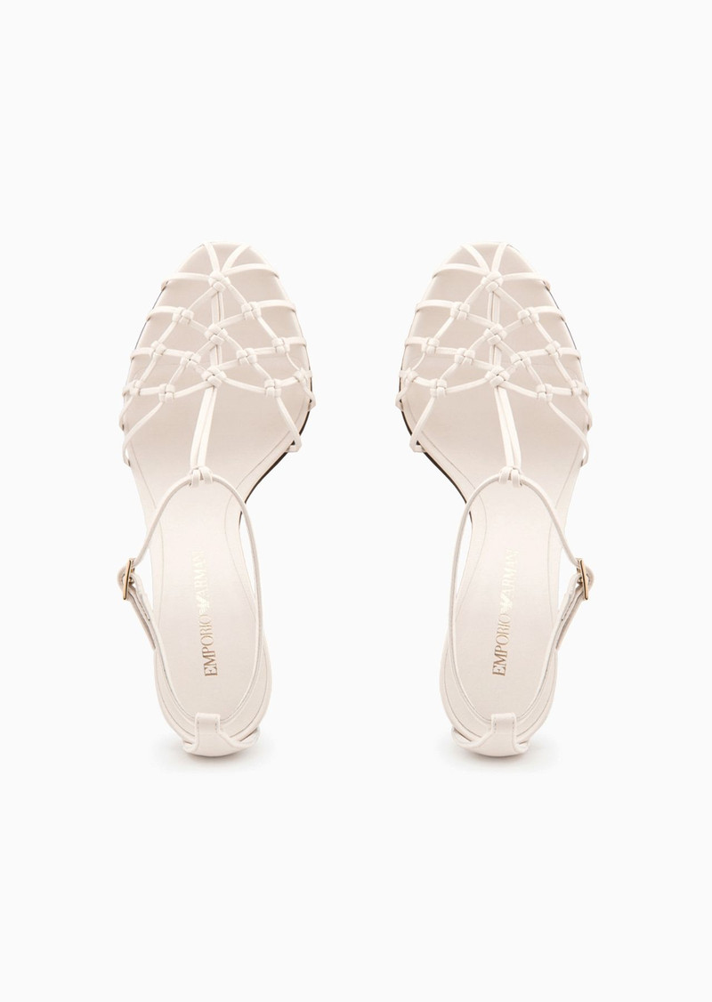 Nappa-leather T-sandals with mesh-weave heels 3