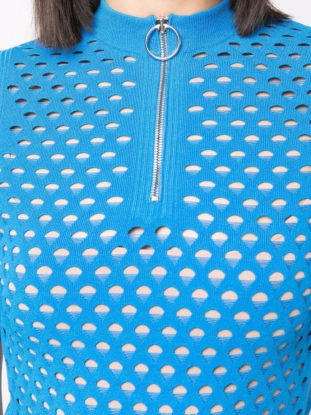 mesh-knit zip-neck top - 5