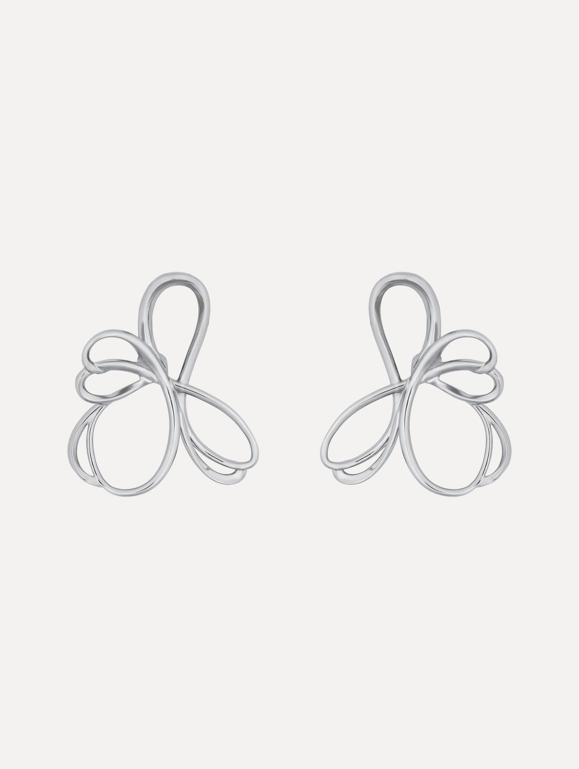 THREADED FLOWER ASYMMETRICAL CLIP-ON EARRINGS - 1