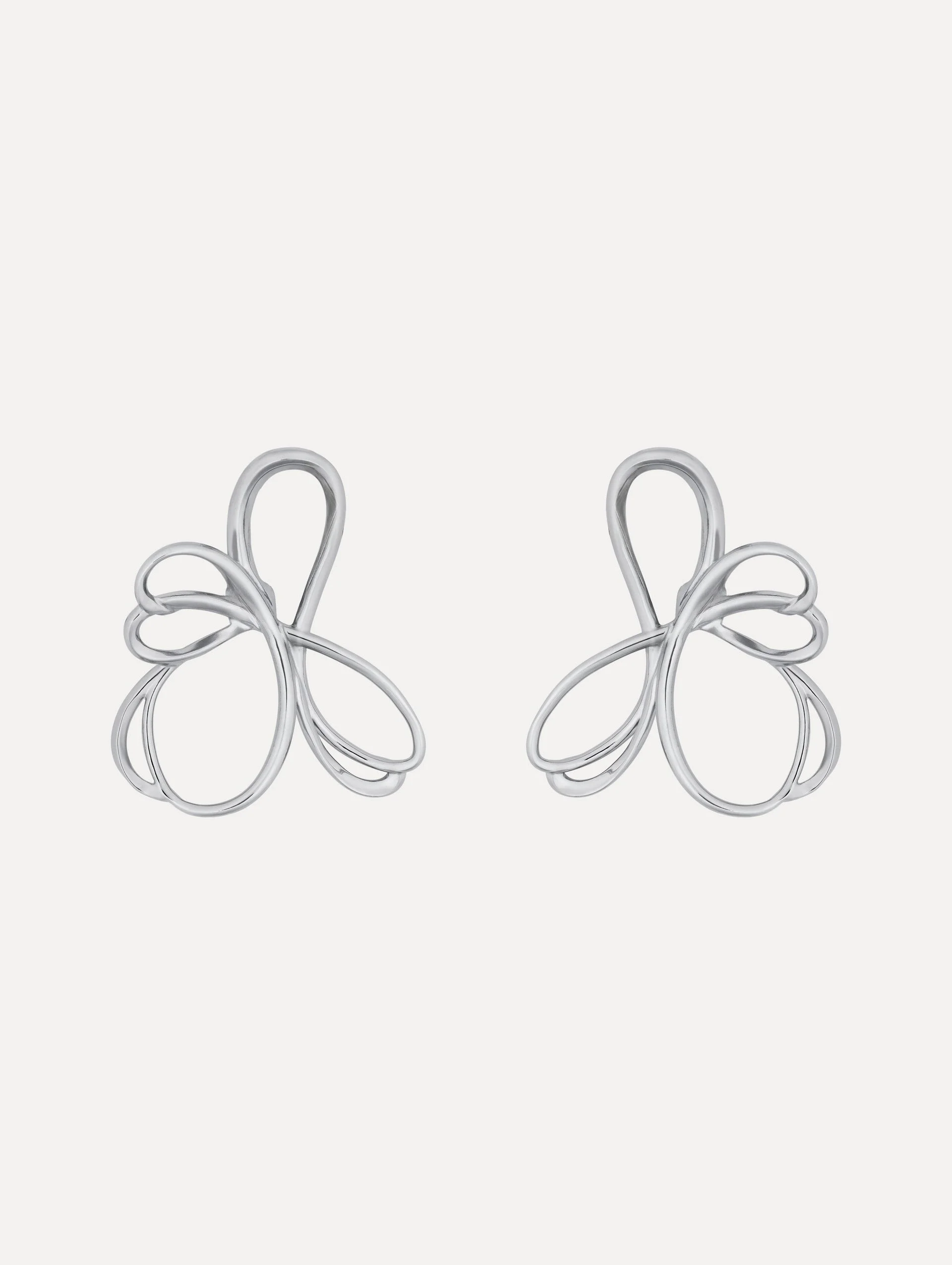 THREADED FLOWER ASYMMETRICAL CLIP-ON EARRINGS - 1