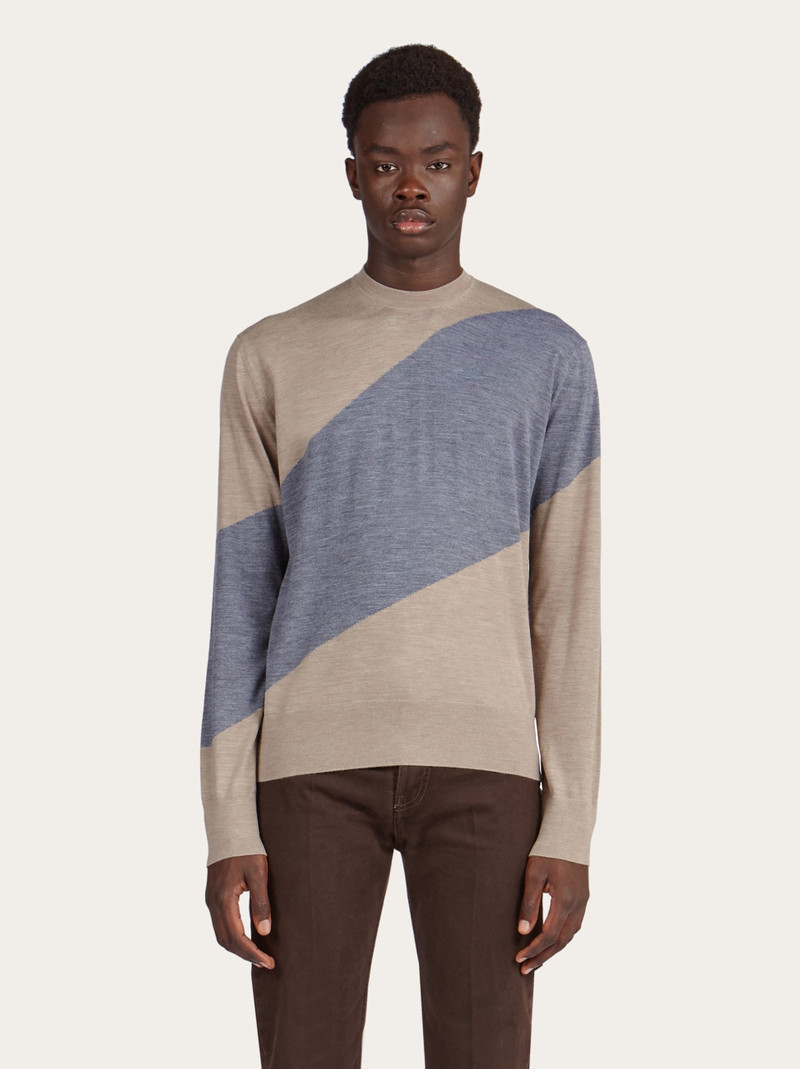 FERRAGAMO Crew neck dual tone sweater outlook