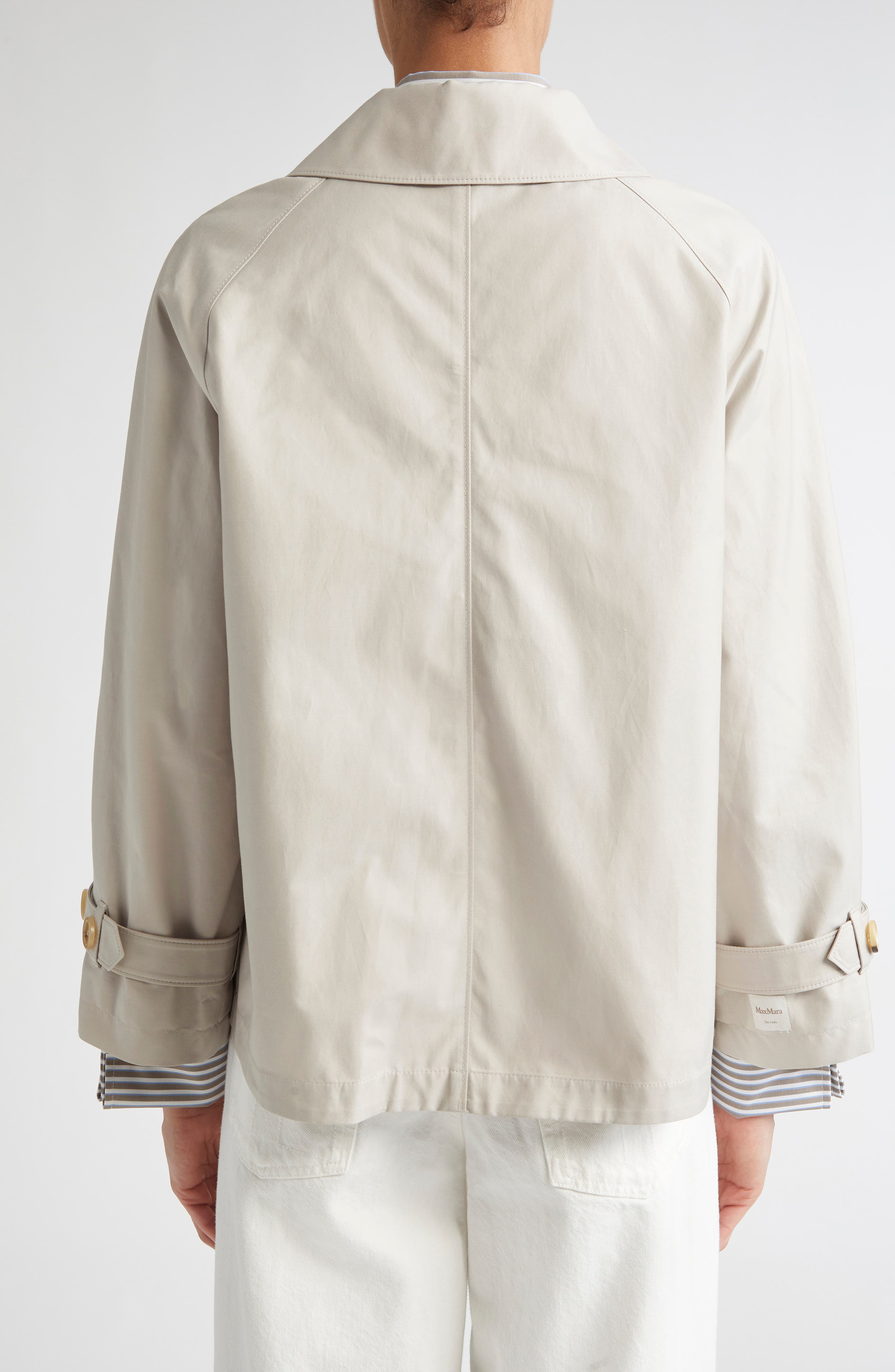 Max Mara Tina Water Repellent Twill Crop Trench Coat in Ecru at Nordstrom - 2