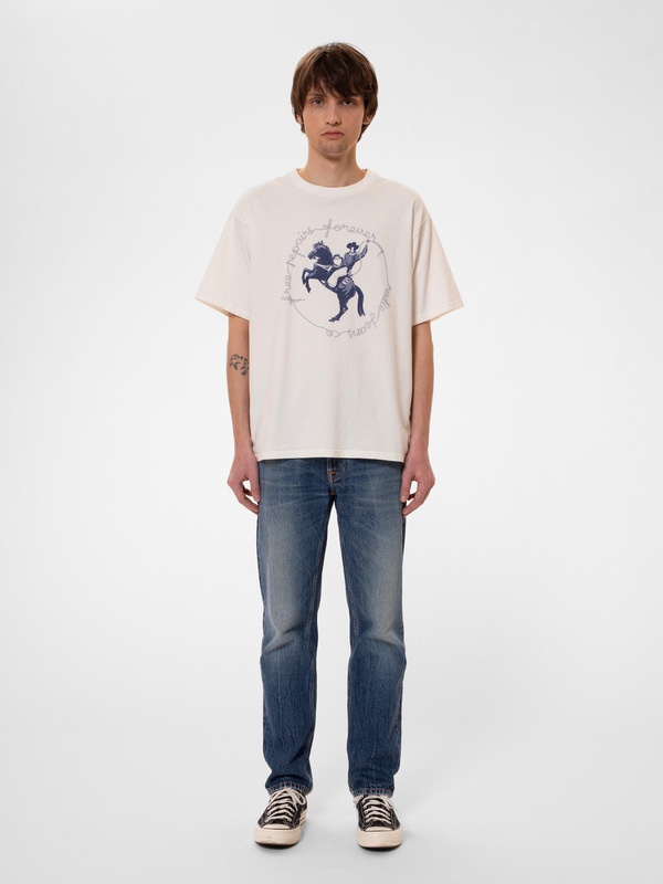 Nudie Jeans Koffe Free Repairs T-Shirt Offwhite | REVERSIBLE