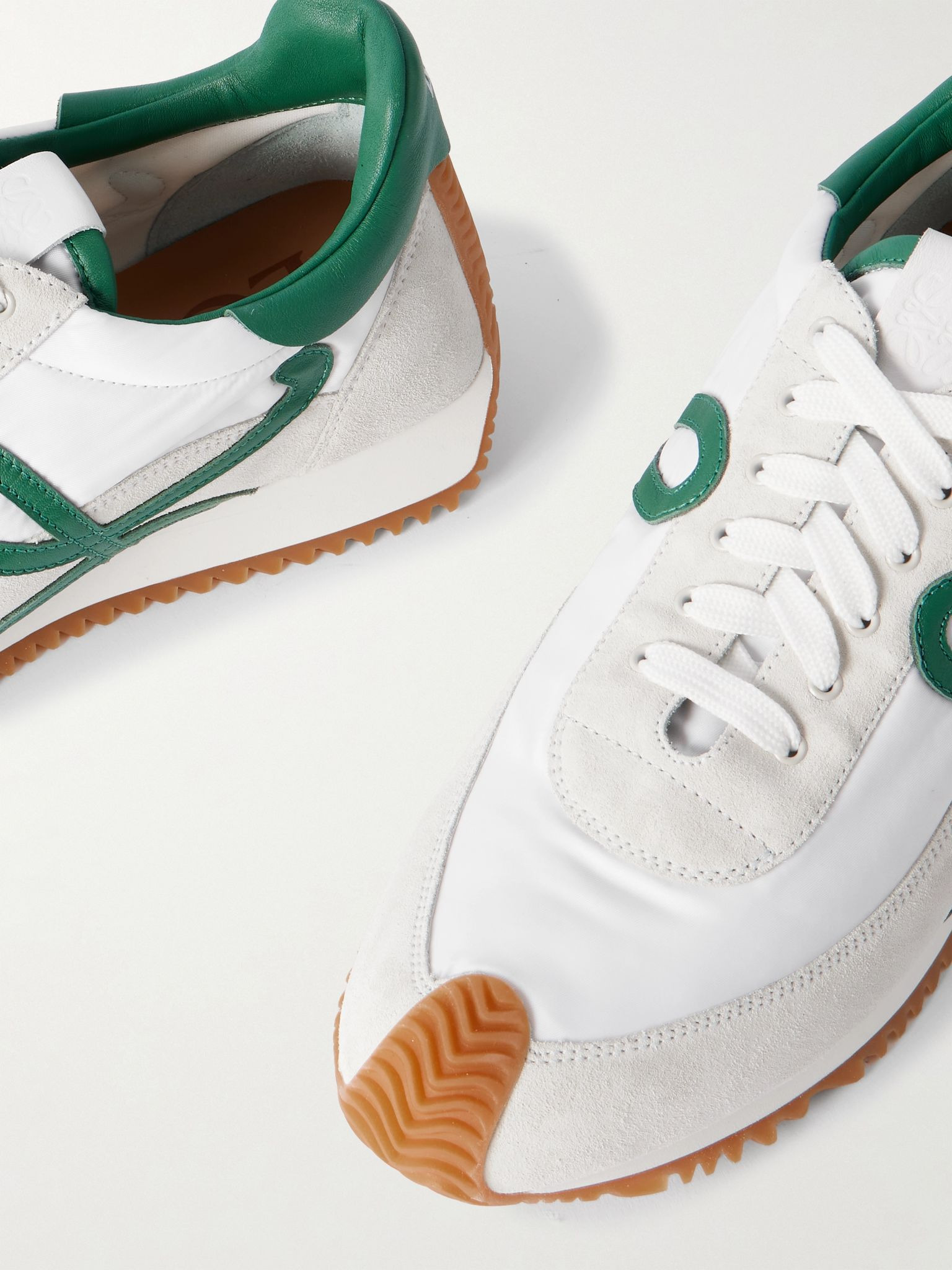 Flow Runner 2.0 Leather-Trimmed Suede and Nylon Sneakers White - 5