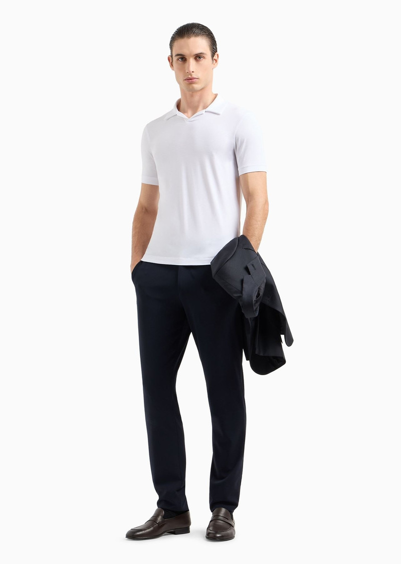 Stretch viscose jersey short-sleeved polo shirt 6