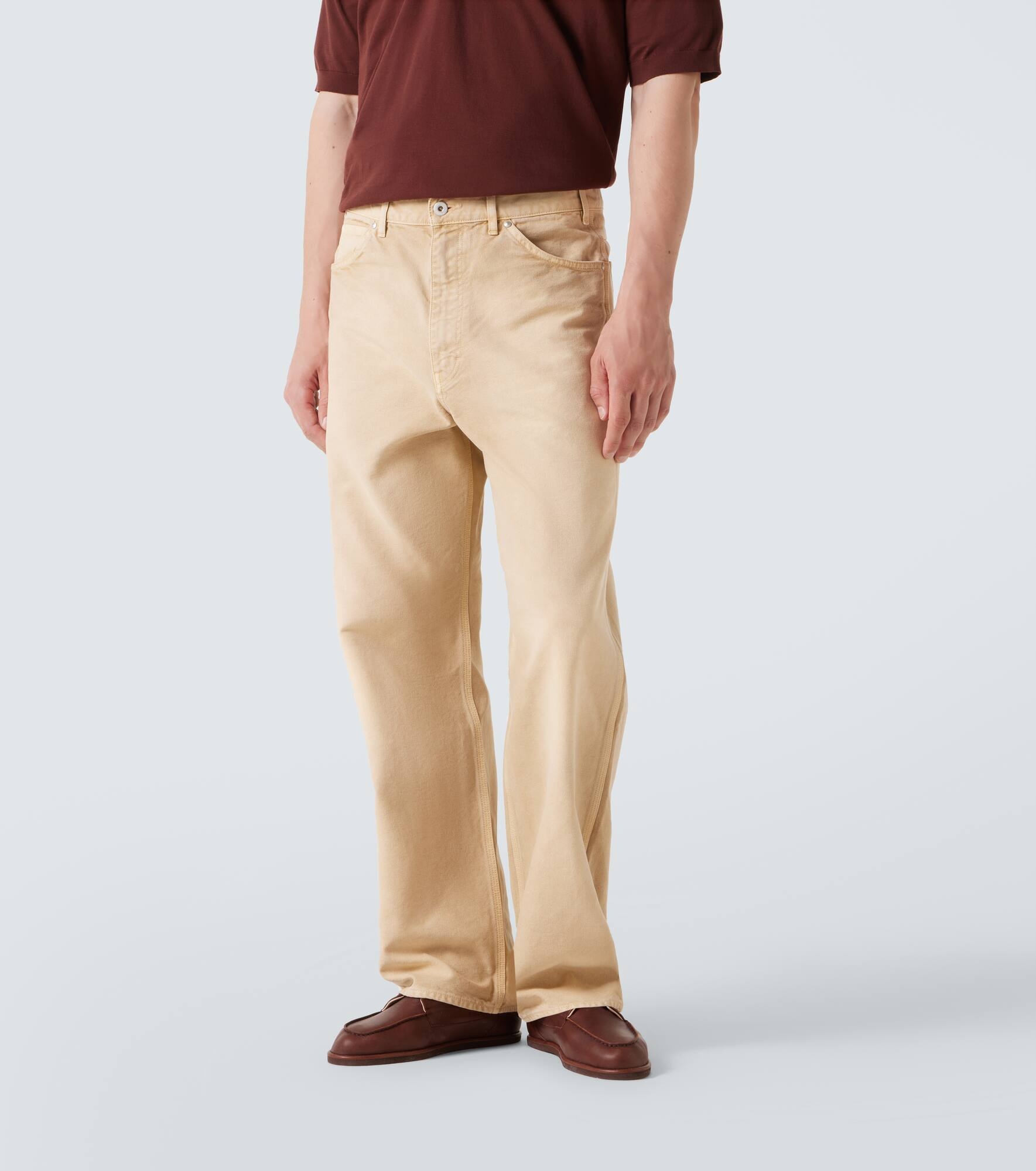 Mid-rise cotton straight pants - 3
