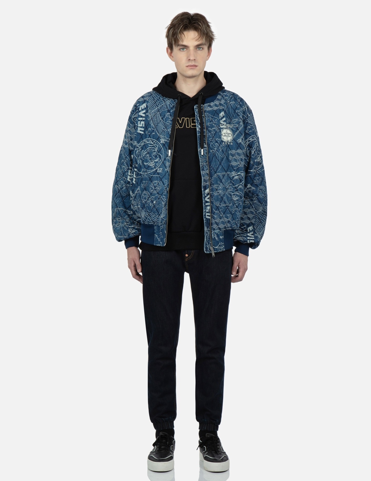 ALLOVER JAPANESE-PATTERN JACQUARD QUILTED BOMBER JACKET - 5
