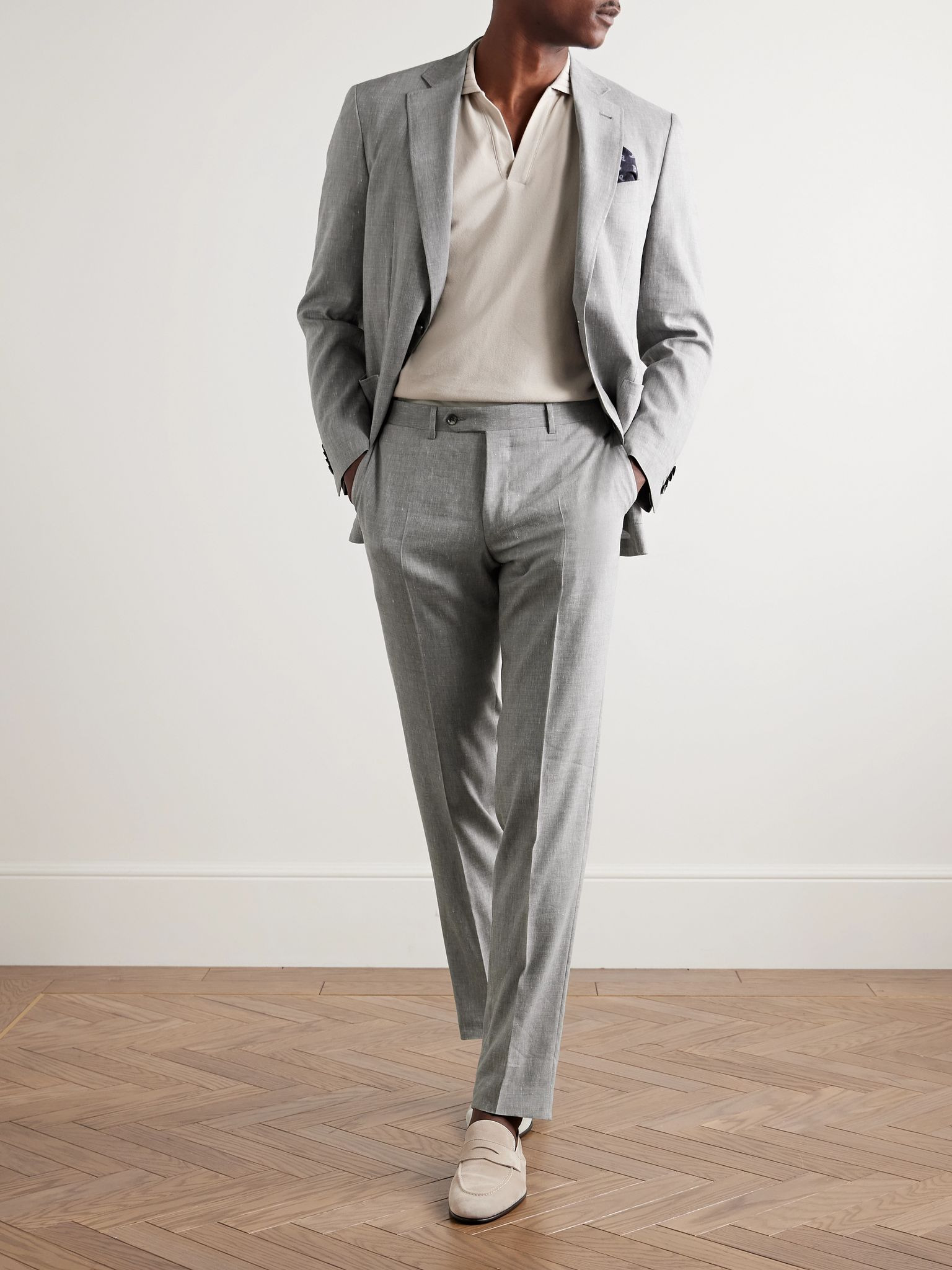 Kei Slim-Fit Linen and Wool-Blend Suit Jacket Gray - 2