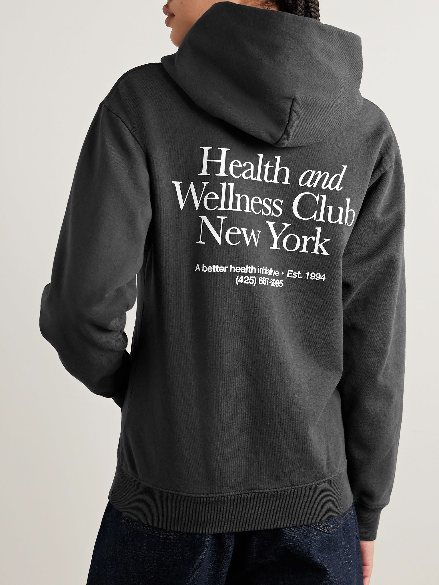 Printed cotton-jersey hoodie Black - 4