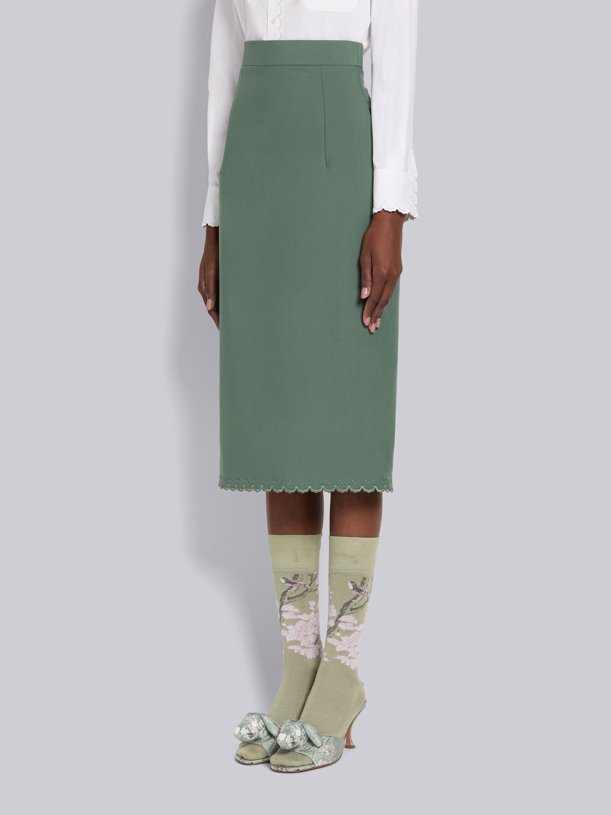 School Uniform Scalloped Pencil Skirt - 2