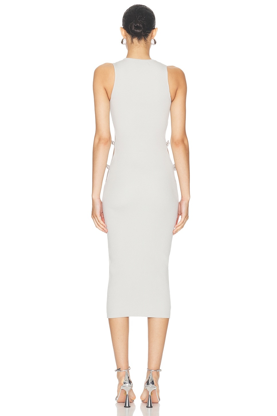 Knit Cutout Mini Dress with Crystal Bows - 4