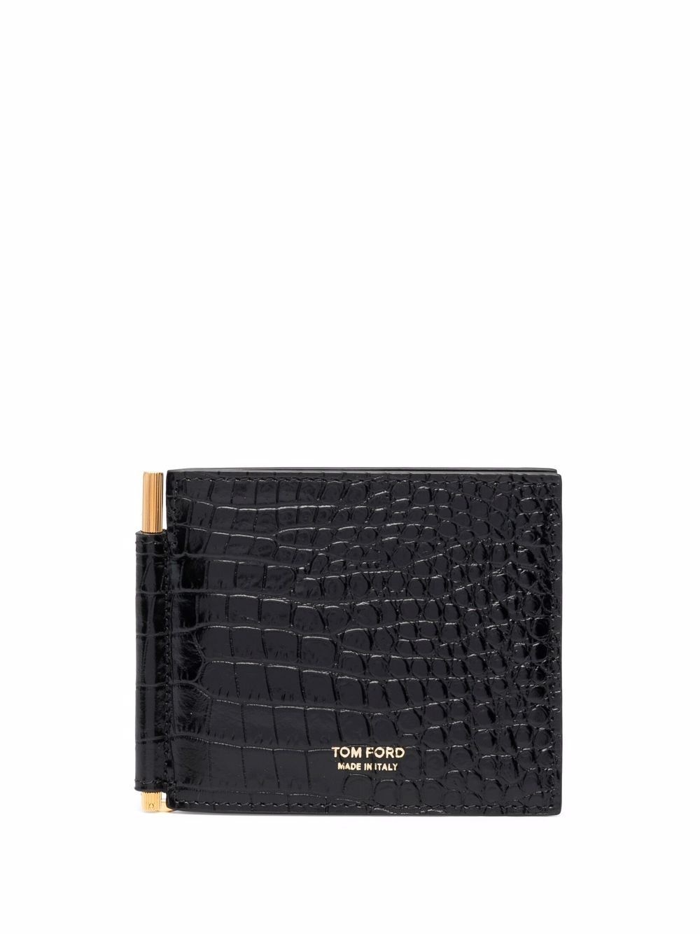 crocodile-effect leather wallet - 1