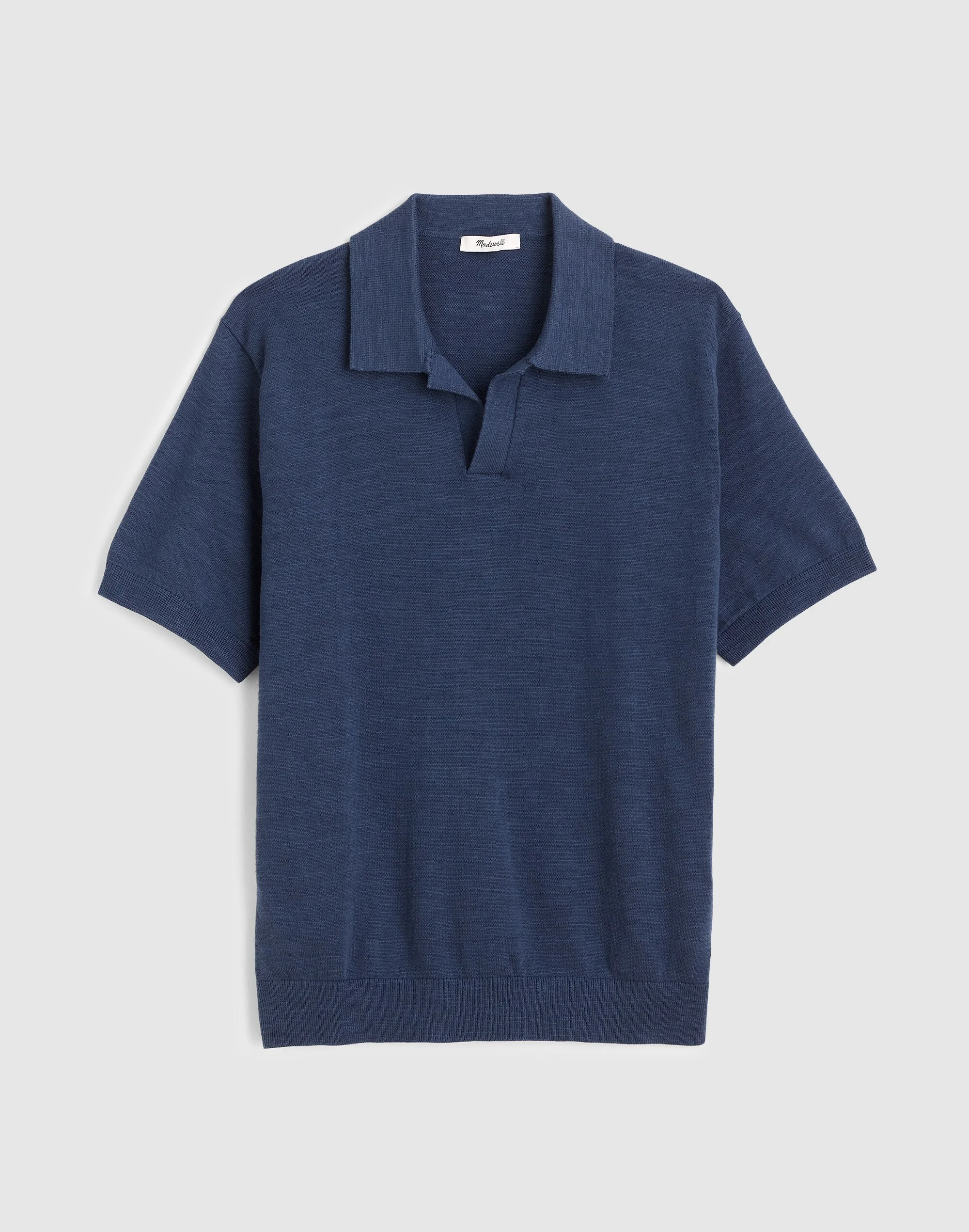 Johnny-Collar Sweater Polo in Slub Knit Cotton - 1